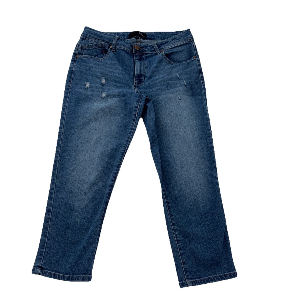 1822 Denim Jeans Womens 12β Ankle Tapered Blue Wash Stretch Distressed Basiccore
